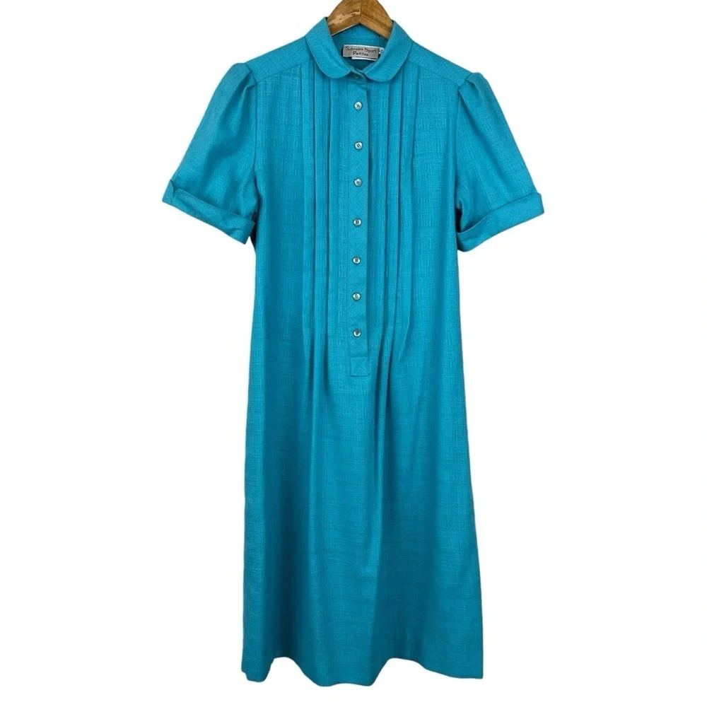 Vintage 1960s Schrader Sport Petite Womens Blue Dress Size 12 Petite - Picture 5 of 7